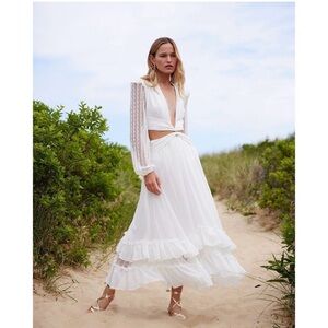 PATBO PLUNGE MAXI DRESS IN WHITE